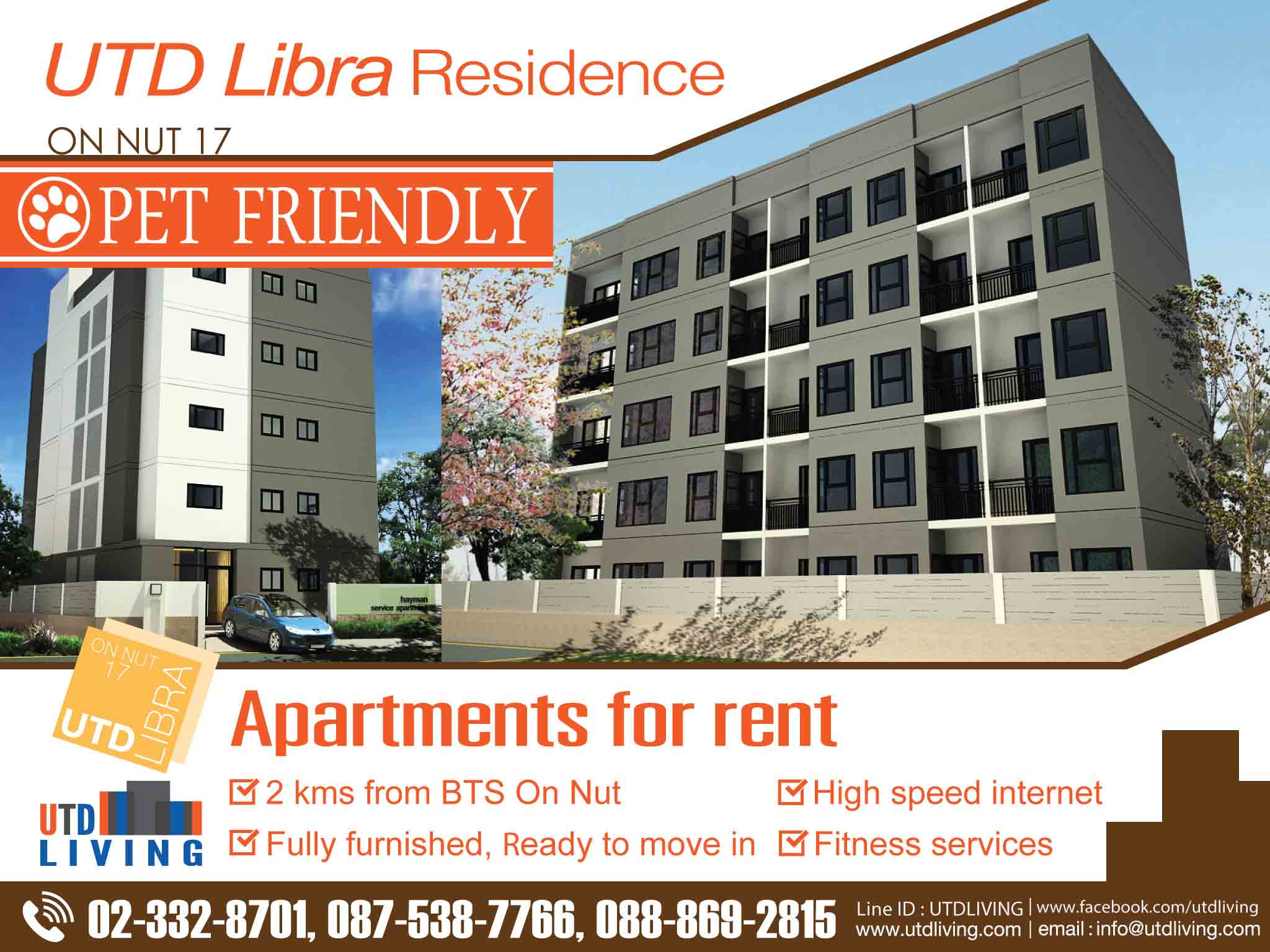 อพาร์ทเม้นต์ใหม่ให้เช่า UTD Libra Apartment อ่อนนุช 17 แยก 16 แต่งครบพร้อมอยู่